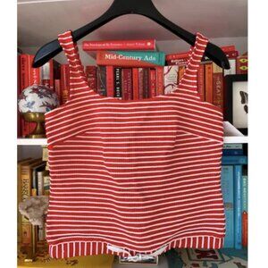 Vintage 1960's red and white striped swim top